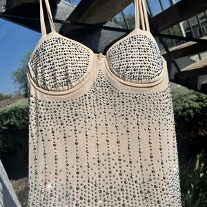 Sparkling Beige Rhinestone Dress